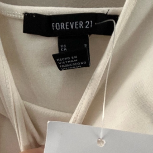 NWT Forever 21 Ivory Cream Sleeveless Bodycon Midi Dress with leg slit - Picture 3 of 4